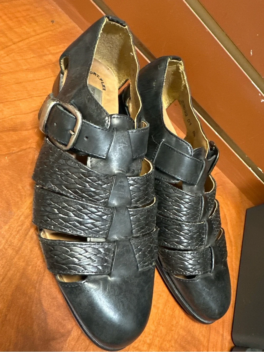 Stacy Adams Men’s Black Woven Leather Huarache Sandals Shoes Size 8M